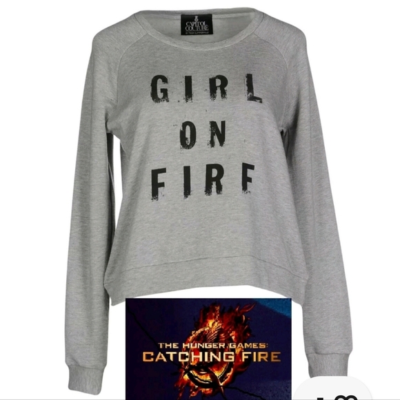 Capitol Couture by Trish Summerville Hunger Games GIRL ON FIRE sweatshirt NWT - Picture 2 of 5